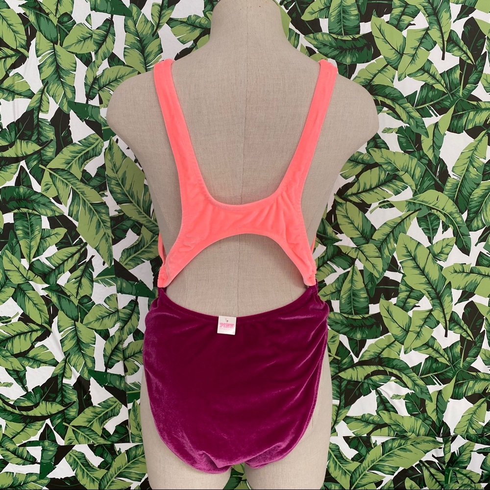 Neon Coral Crop Tank & Fuchsia Velvet High-Cut Bottoms - Women Swim Set - Picture 2 of 3